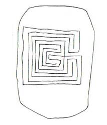 Troja 2 labyrint på bagsiden af en lertavle fra Pylos år -1200.