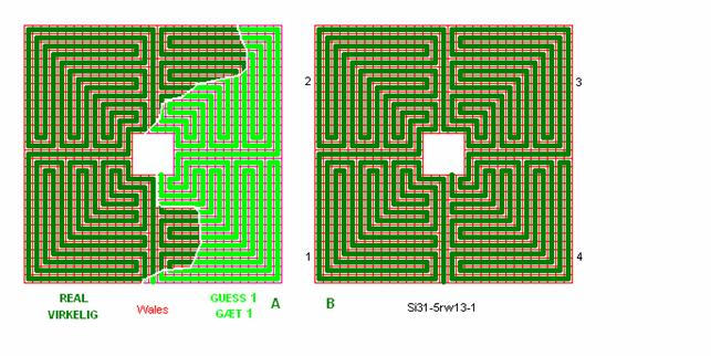 Fig. ra14: Wales, drawing 1 with estimate of the complete labyrinth of the photo fig. ra13