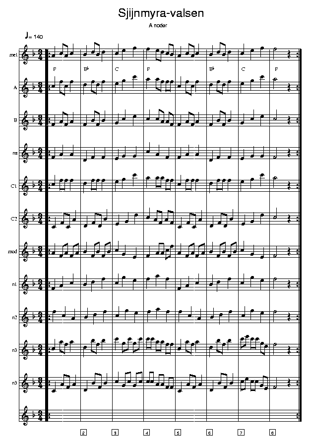 Sjijnmyravalsen music notes A1; CLICK TO MAIN PAGE