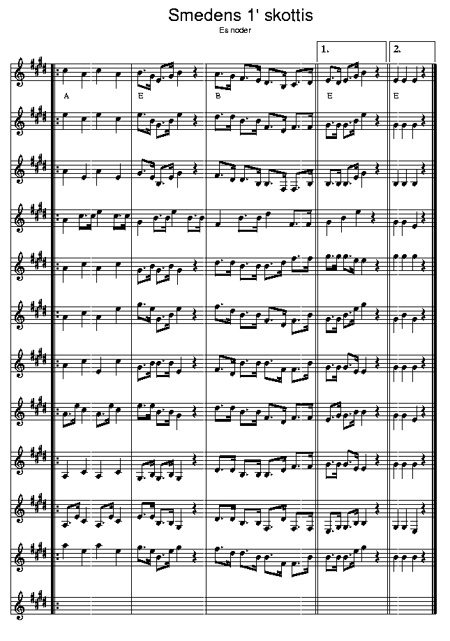 Smedens 1' skottis, music notes Eb2; CLICK TO MAIN PAGE