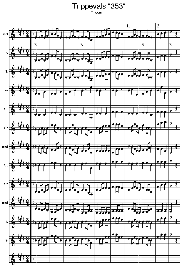 Trippevals 353, music notes F1; CLICK TO MAIN PAGE