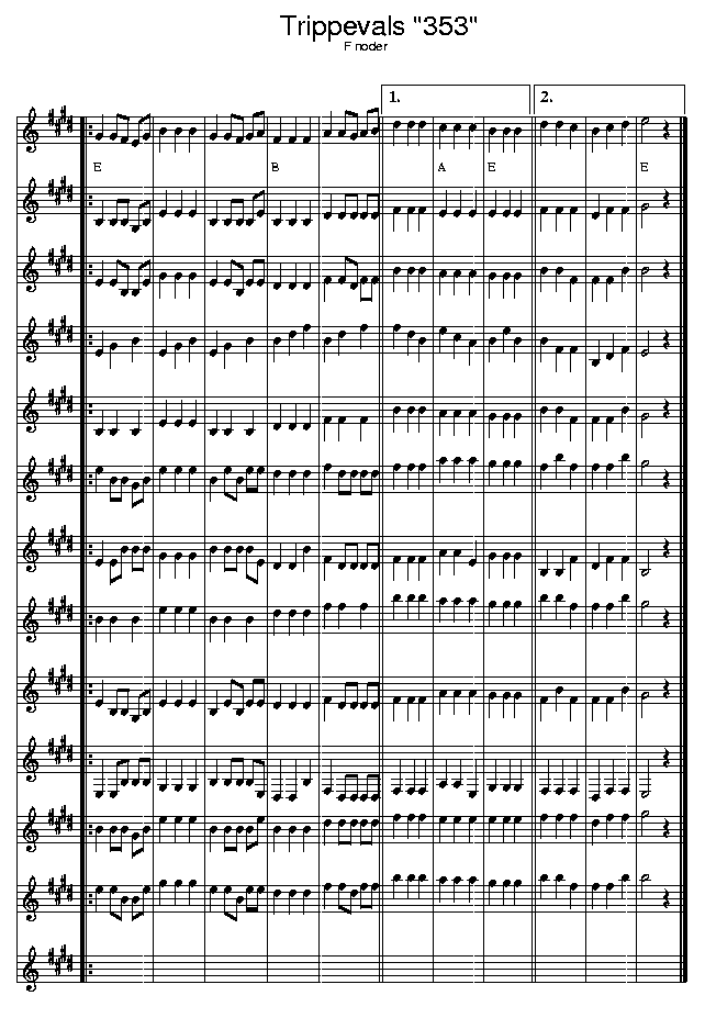 Trippevals 353, music notes F2; CLICK TO MAIN PAGE