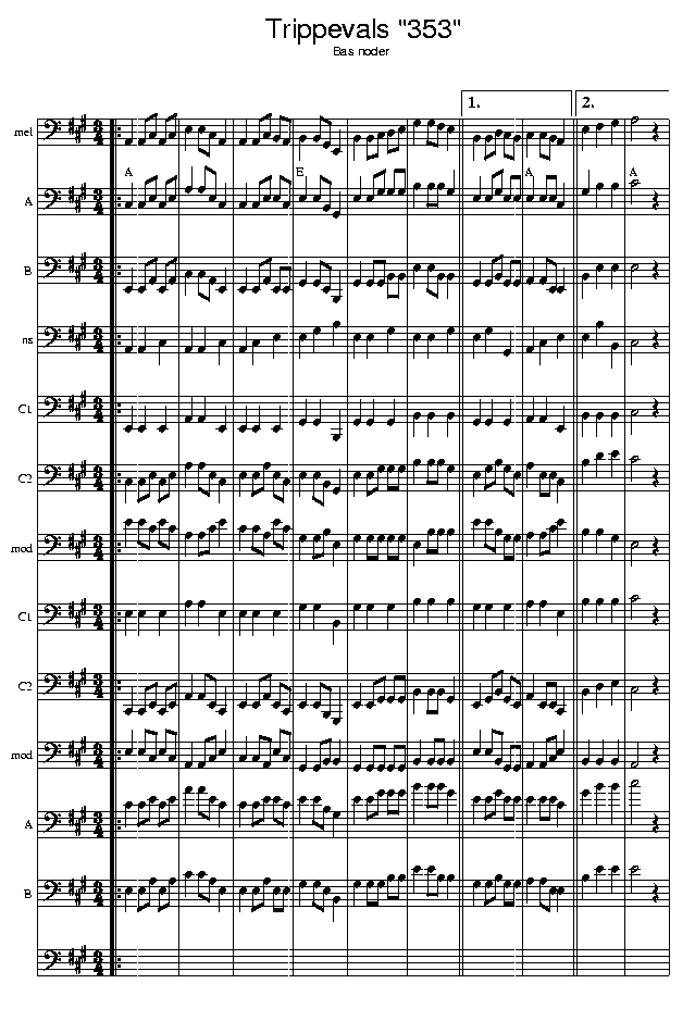 Trippevals 353, music notes bass1; CLICK TO MAIN PAGE