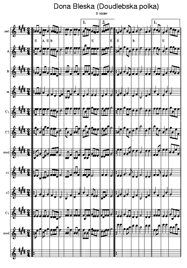 Doudlebska Polka, music notes Bb1; CLICK TO MAIN PAGE