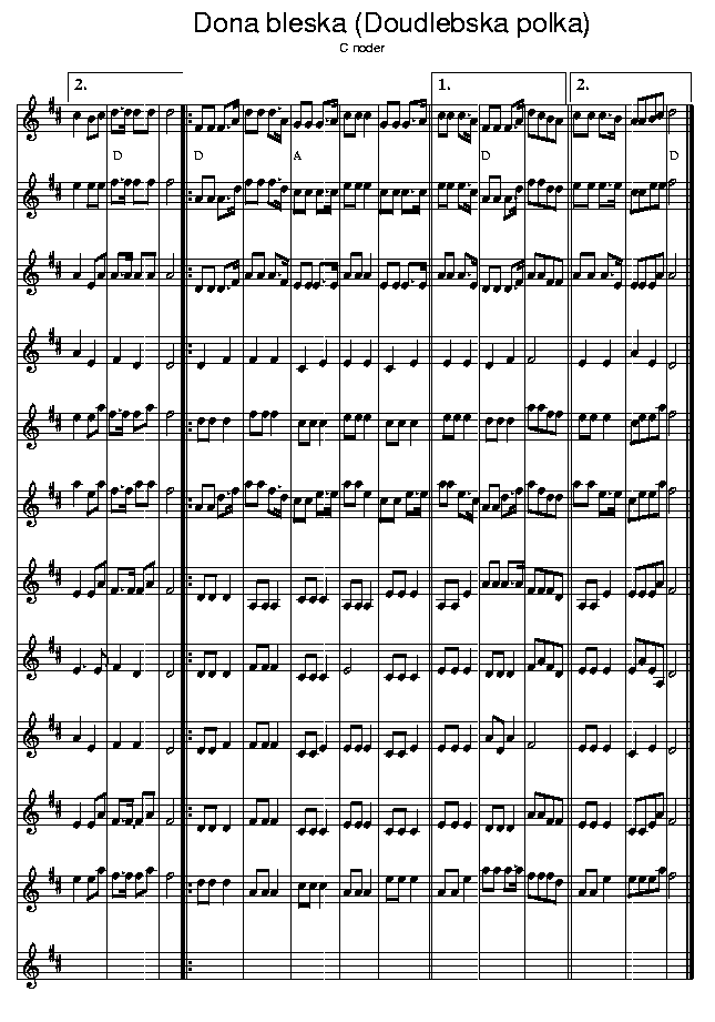Doudlebska Polka, music notes C2; CLICK TO MAIN PAGE