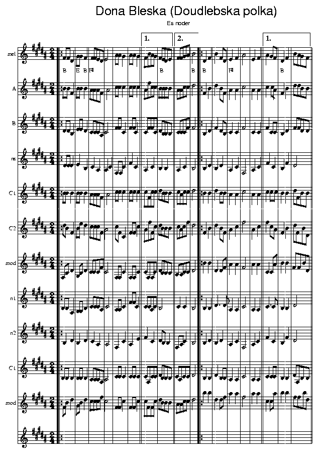 Doudlebska Polka, music notes Eb1; CLICK TO MAIN PAGE