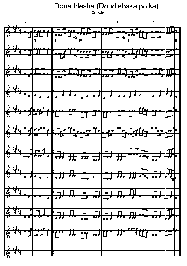 Doudlebska Polka, music notes Eb2; CLICK TO MAIN PAGE