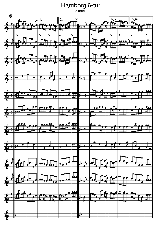Hamborg 6-tur, music notes A2; CLICK TO MAIN PAGE