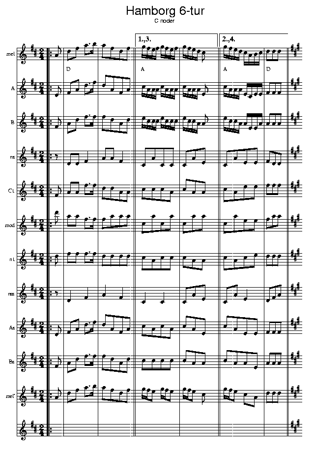 Hamborg 6-tur, music notes C1; CLICK TO MAIN PAGE