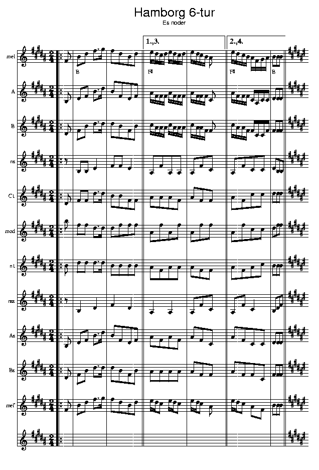 Hamborg 6-tur, music notes Eb1; CLICK TO MAIN PAGE