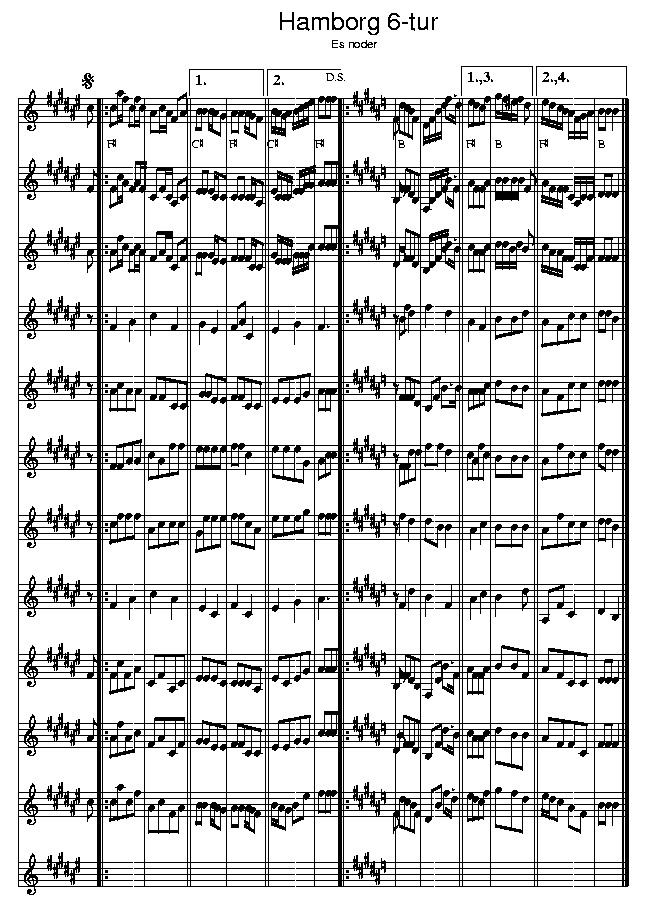 Hamborg 6-tur, music notes Eb2; CLICK TO MAIN PAGE