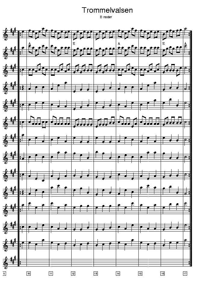 Trommelvalsen music notes Bb2; CLICK TO MAIN PAGE