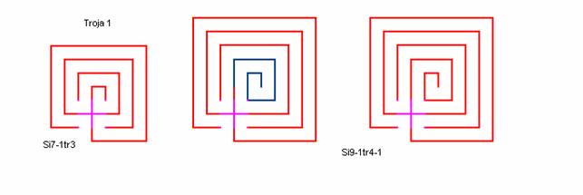 Tegning af troja 1 udvidet med en spiral i midten